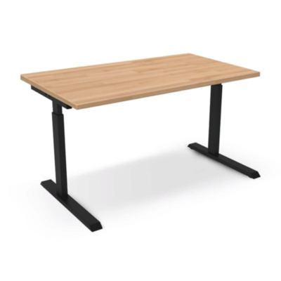 Bureau Thea, réglable manuellement en hauteur, avec plateau en bois massif de chêne