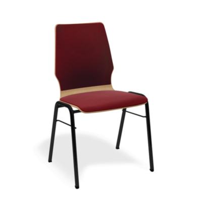 Chaise empilable Domo, assise et dossier rembourrés