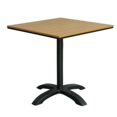 Table d'extérieur Nonti, avec plateau aspect teck, rond ou carré