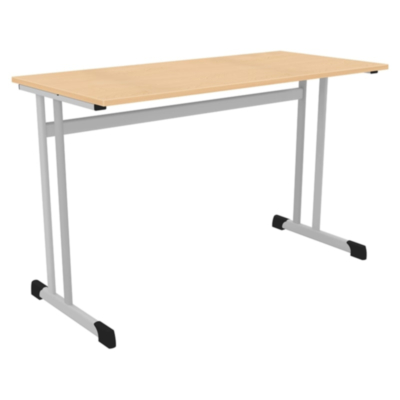 Table double pour élèves HPL, forme double C