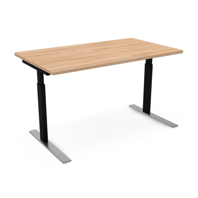 Bureau Timo, réglable manuellement en hauteur, avec plateau en hêtre massif