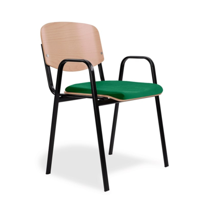 Chaise empilable Big Europa ISO Pro en bois, assise rembourrée