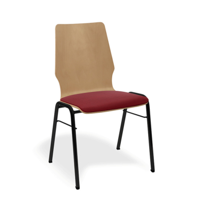 Chaise empilable Domo, assise rembourrée
