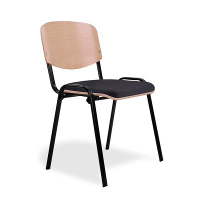 Chaise empilable Eurovision ISO en bois, assise rembourrée