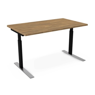 BUREAU TIMO, RÉGLABLE MANUELLEMENT EN HAUTEUR AVEC PLATEAU EN CHÊNE MASSIF