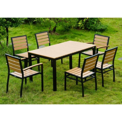 Ensemble d'extérieur Izola 3, 1 x table 140 x 80 cm, 6 x chaises de terrasse Izola sans accoudoirs
