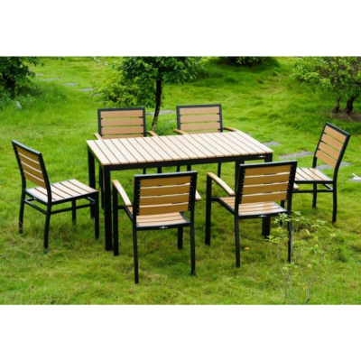 Ensemble d'extérieur Izola 4, 1 x table 140 x 80 cm, 6 x chaises de terrasse Izola avec accoudoirs