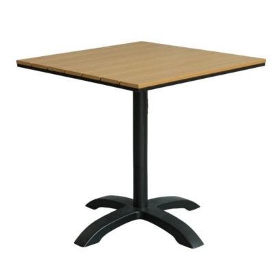 Table d'extérieur Nonti, avec plateau aspect teck, rond ou carré