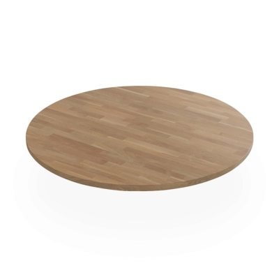 Plateaux de table en bois massif chêne 18 mm, ronds, rails anti-déformation inclus