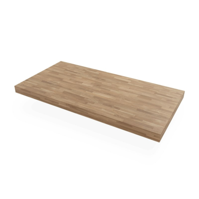 Plateaux de table en bois massif chêne, angulaires, doublement des bords à 60 mm