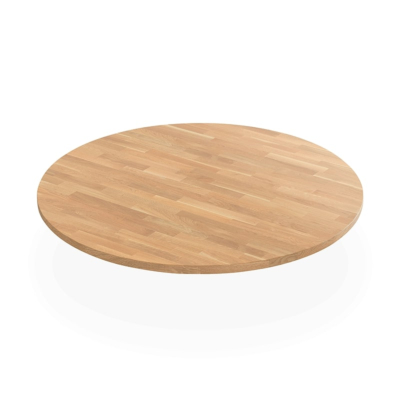 Plateaux de table en bois massif hêtre 18 mm, ronds, rails anti-déformation inclus