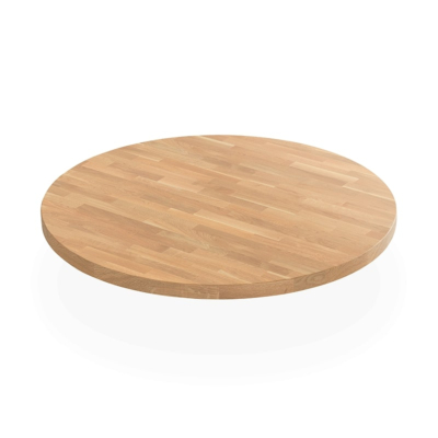Plateaux de table en bois massif hêtre 30 mm, ronds, rails anti-déformation inclus