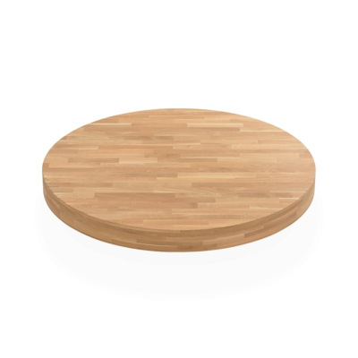 Plateaux de table en bois massif hêtre, ronds, bordure doublée à 60 mm