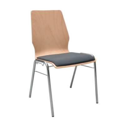 CHAISE EMPILABLE DOMO BOIS, ASSISE : REMBOURRÉE