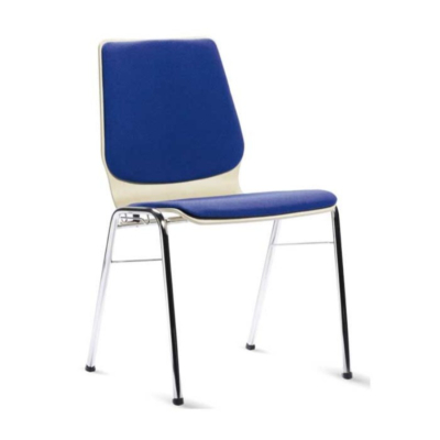 CHAISE EMPILABLE DOMO BOIS, ASSISE ET DOSSIER REMBOURRÉS