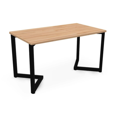 Table à manger modèle V avec plateau en bois massif de chêne