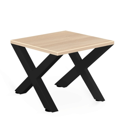 Table d'appoint modèle X avec plateau en résine mélaminée
