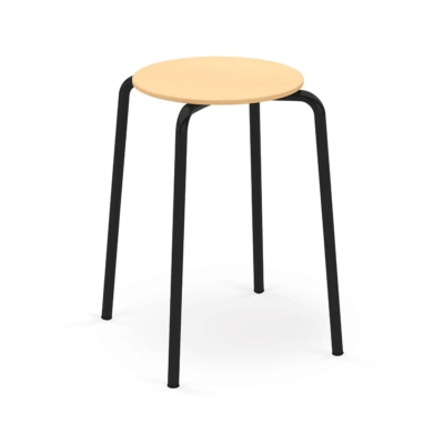 Tabouret empilable, assise en hêtre - couleur du piètement au choix