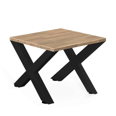 TABLE BASSE MODELE X AVEC PLATEAU EN CHÊNE MASSIF