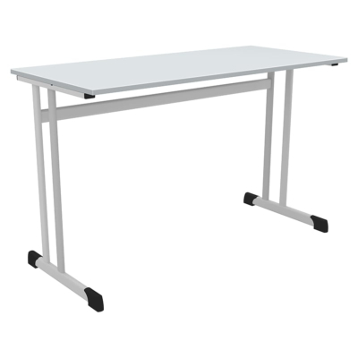 BUREAU SCOLAIRE 2 PLACES FORME EN DOUBLE C, AVEC PLATEAU IGNIFUGÉ (B1)
