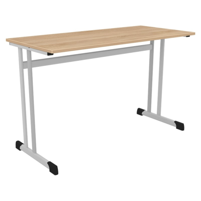 BUREAU SCOLAIRE 2 PLACES FORME EN DOUBLE C, AVEC PLATEAU HPL
