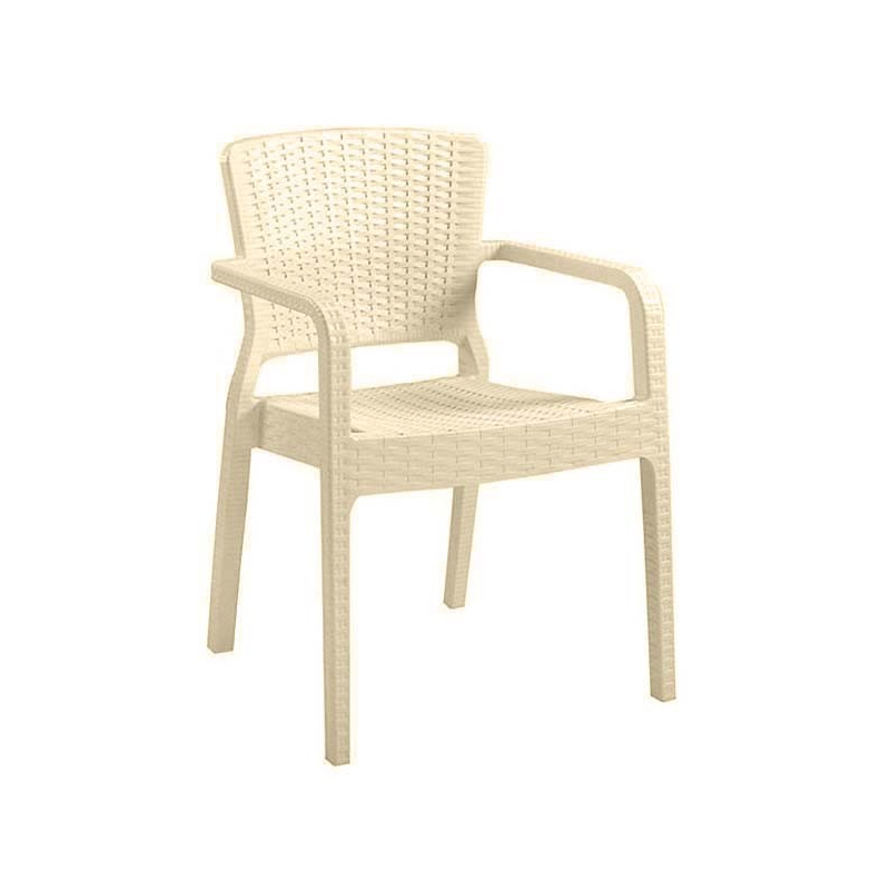 16 x chaise plastique brozas - optique rotin couleur du revêtement créme