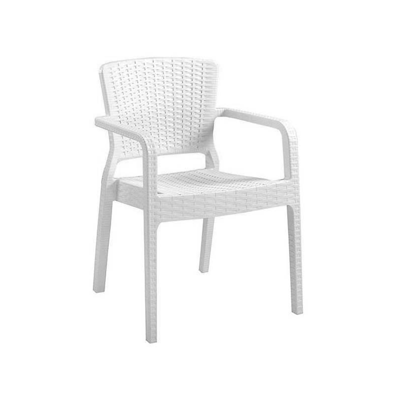 16 x chaise plastique brozas - optique rotin couleur du revêtement blanc